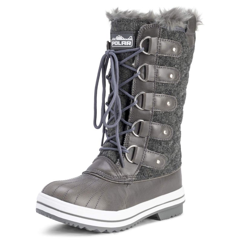 POLAR Womens Snow Boot Quilted Tall Winter Snow Waterproof Warm Rain Boot - 8 - GRT39 YC0013 - Image 1